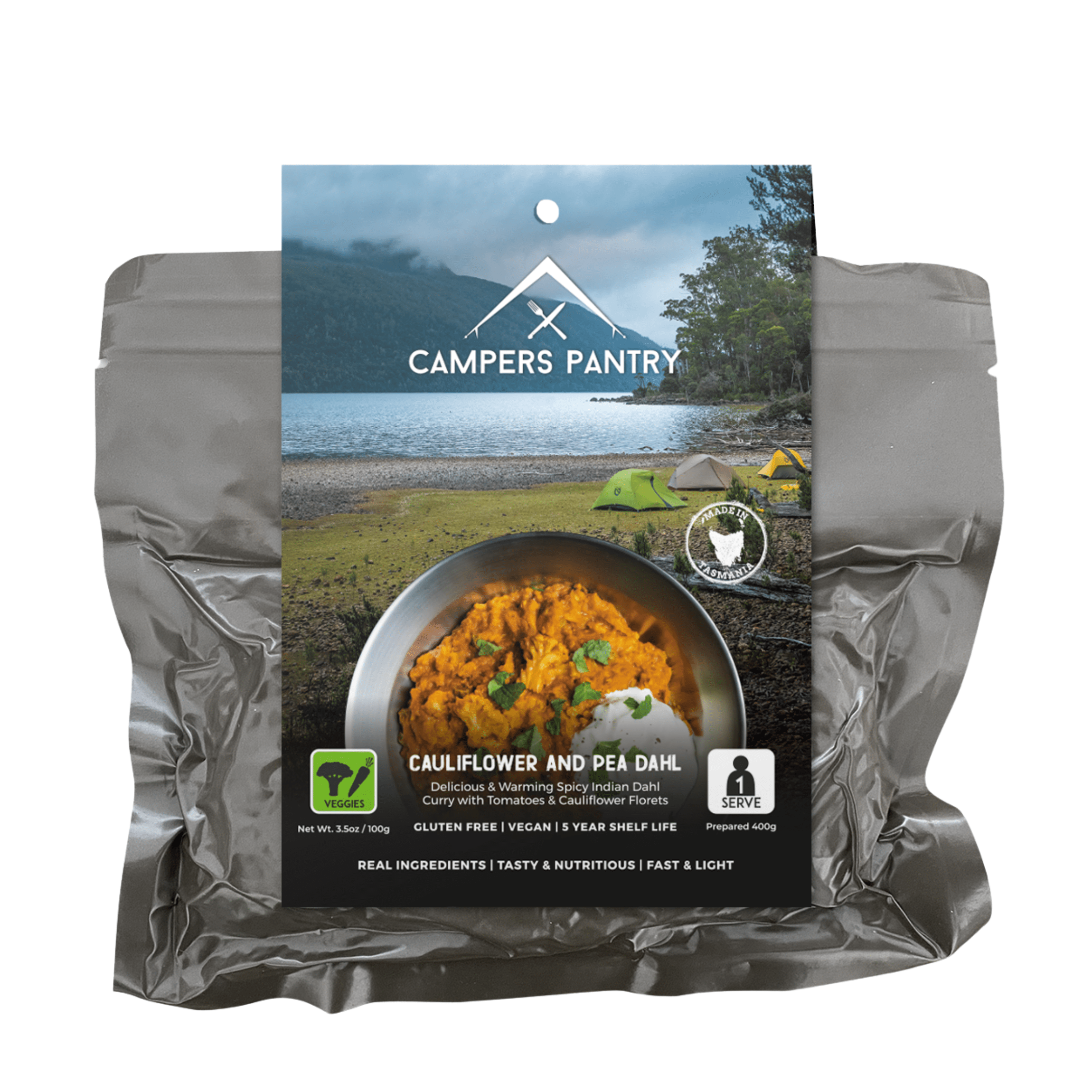 campers pantry Dehydrated Meals Single Serve / Cauliflower and Pea Dahl Freeze-dried Expedition Meals CPCPD10022